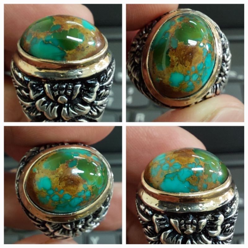 PERSIA SUPER QUALITY  Batu Pirus Persia Hijau Urat Mas Multi Colour Lawasan Size Kantoran