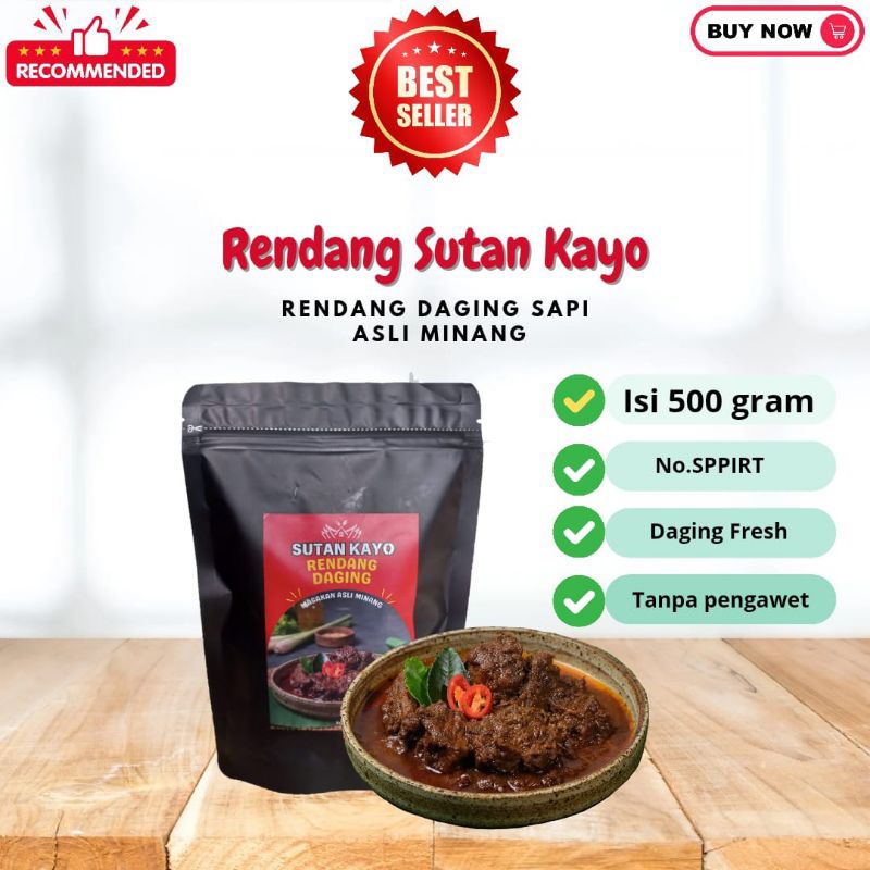 

rendang padang asli Sutan Kayo kemasan 500gram siap saji