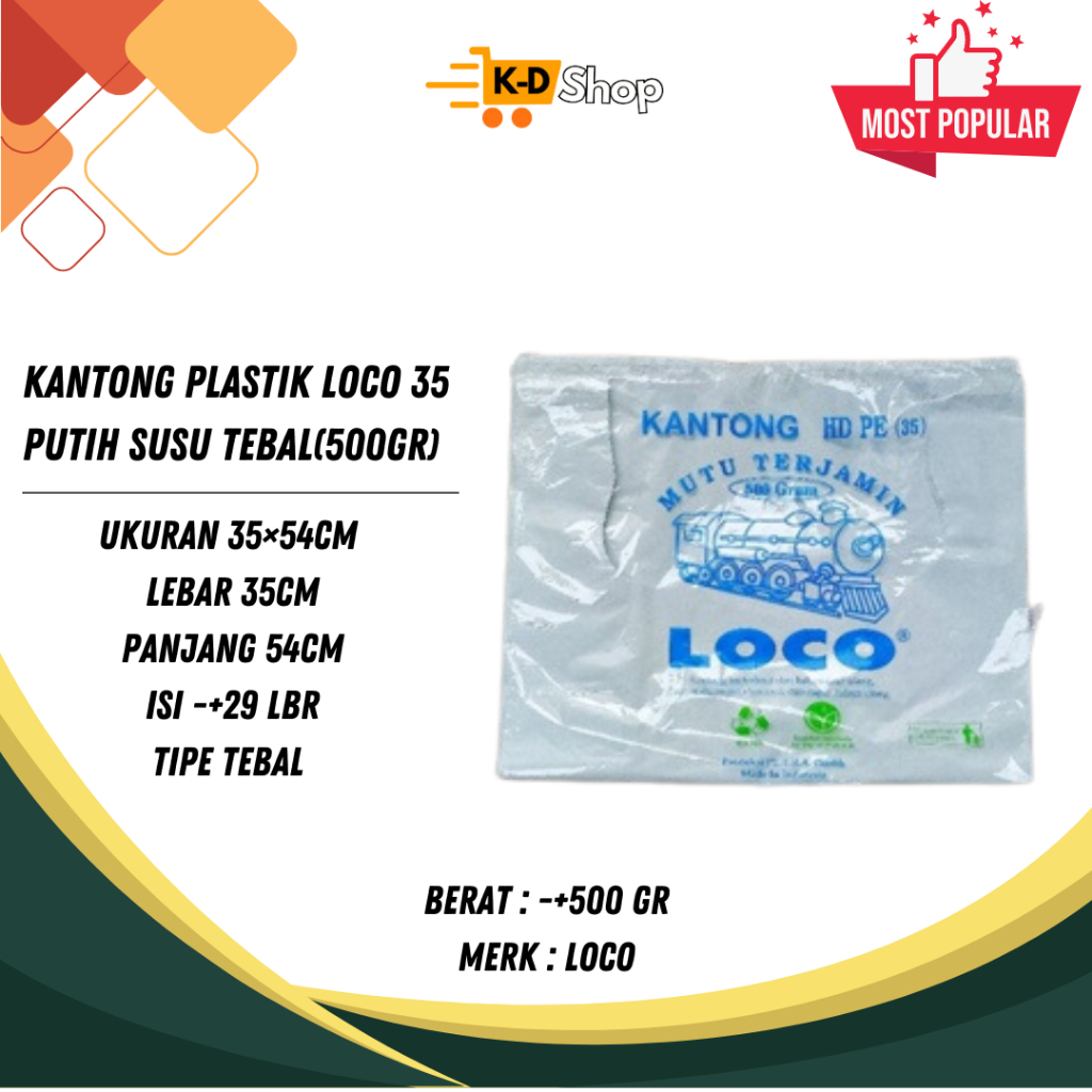Kantong Plastik Loco 35 Putih Susu Tebal(500gr)