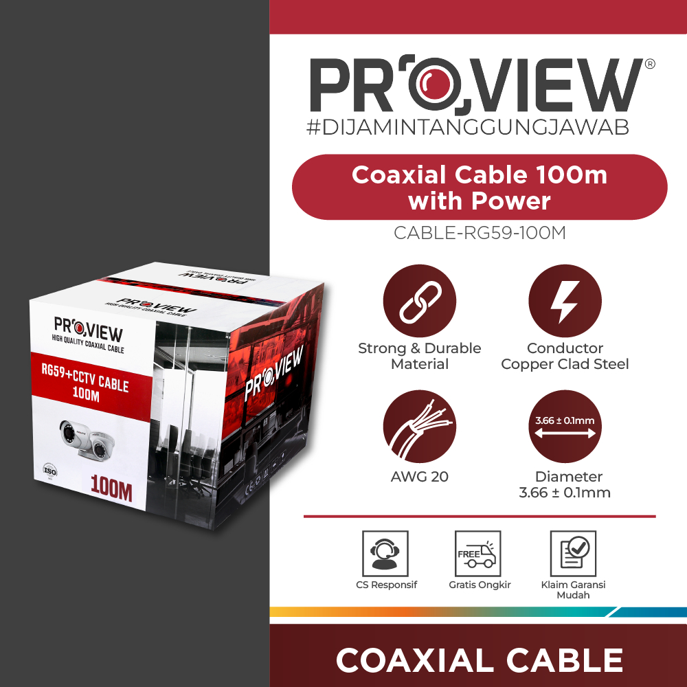 PROVIEW Power Cable RG59 100m - CABLE-RG59-100M