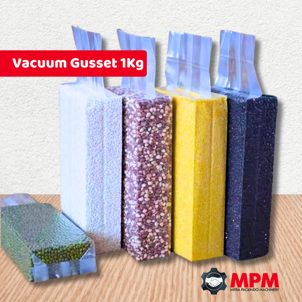 Plastik Standing Vacuum Bag GUSSET NYLON 1KG / Gaset Nilon Beras Biji Cemilan 1 Kg