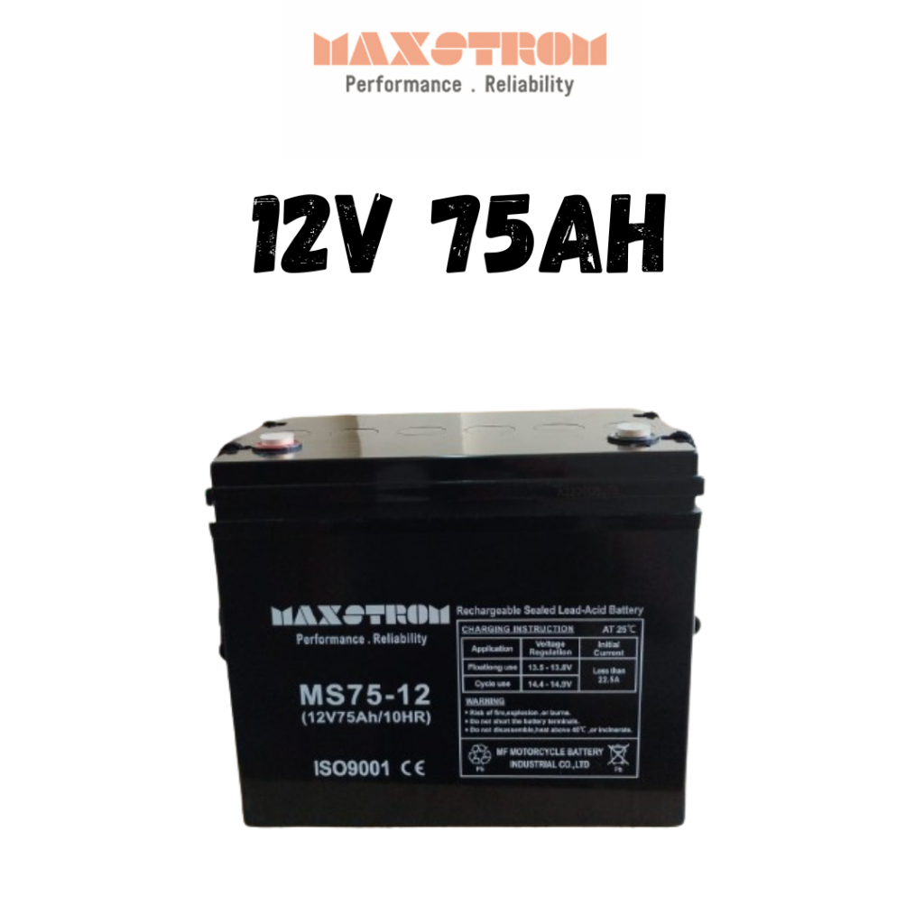 Aki kering VRLA MAXSTROM MF MOTORCYCLEFIT 12v 70Ah 12v 75Ah