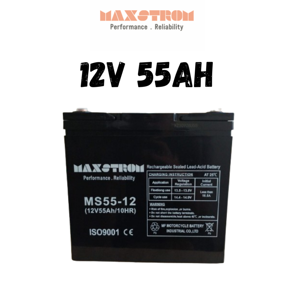 Aki kering VRLA MAXSTROM MF MOTORCYCLEFIT 12v 50Ah 12v 55Ah