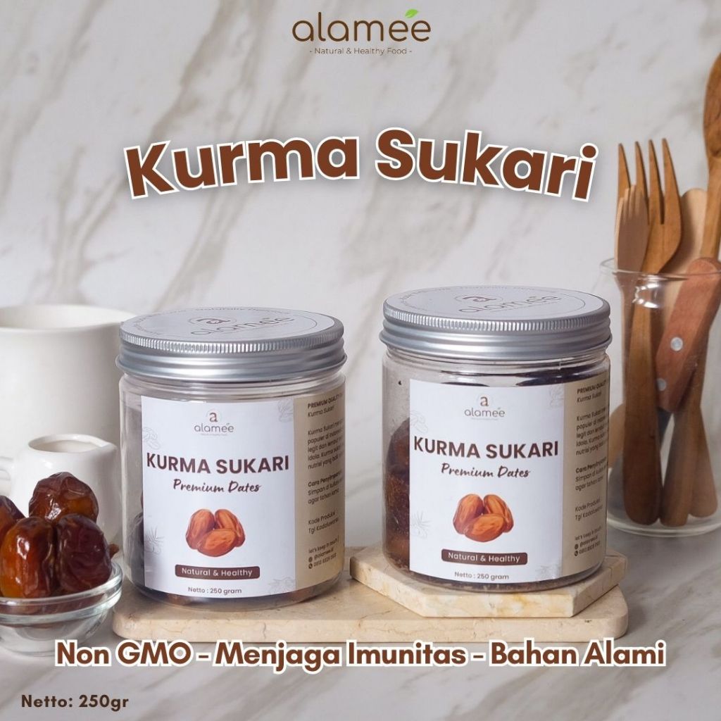 

ALAMEE Kurma Sukari Sukkari Dates 250 gram Premium Manis Lembut Manis Date Grade A