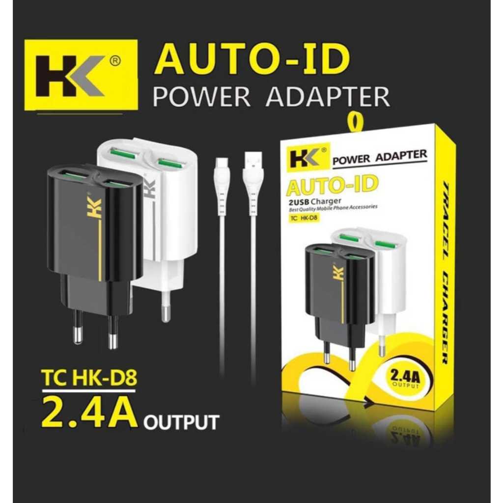 TRAVEL CHARGER HK TC D8 AUTO ID FAST CHARGING 2 USB WALL CHARGER
