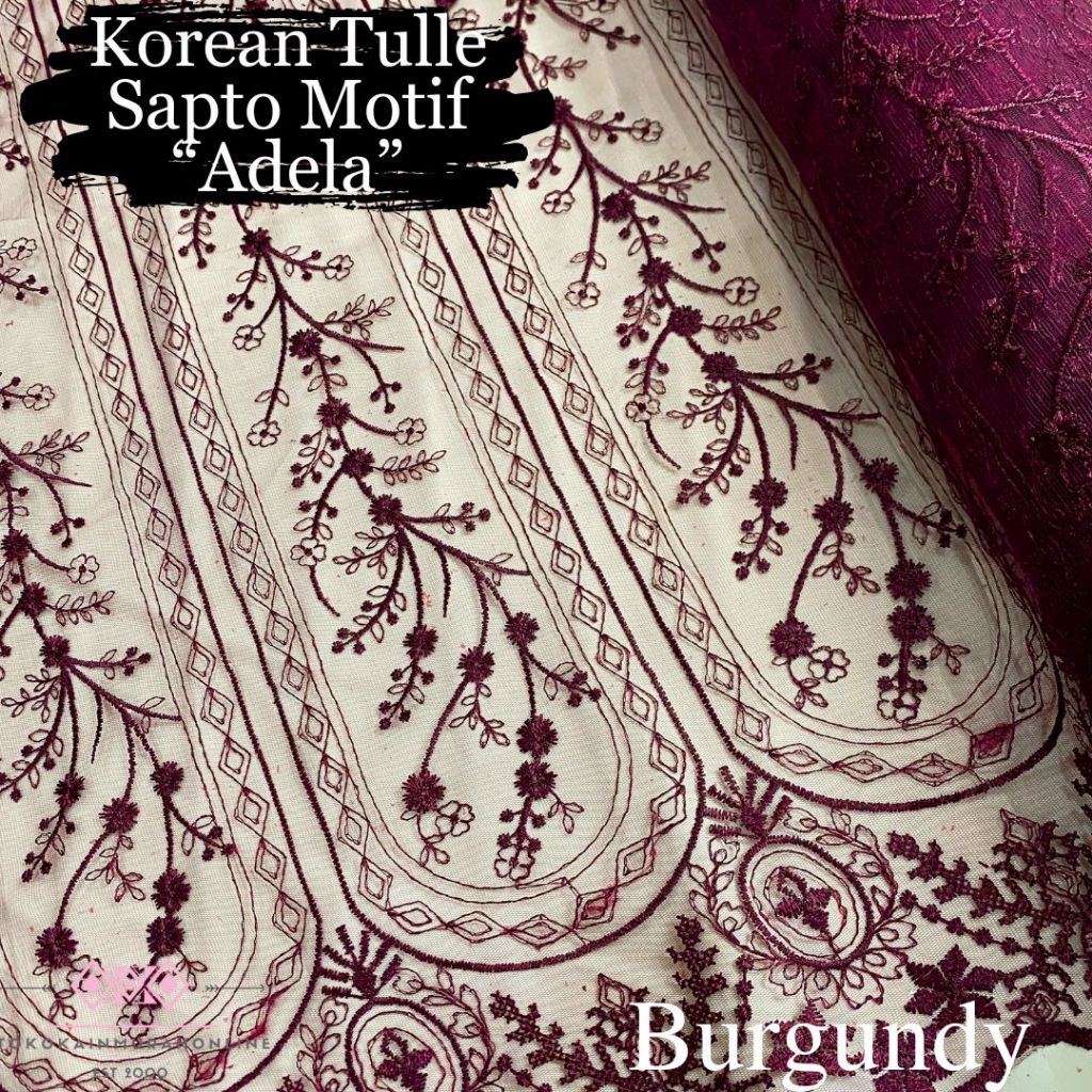 Kain Tille Brokat Korea Full Payet TEBAL SAPTO Motif Adela NEW 2024 Bordir Full Super Premium Mewah