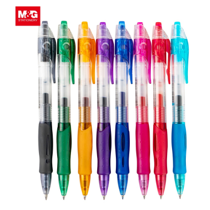 

M&G Pulpen Gel Retractable Gel Pen 8 Warna 0.7 mm Comfort Rubber Grip AGP
