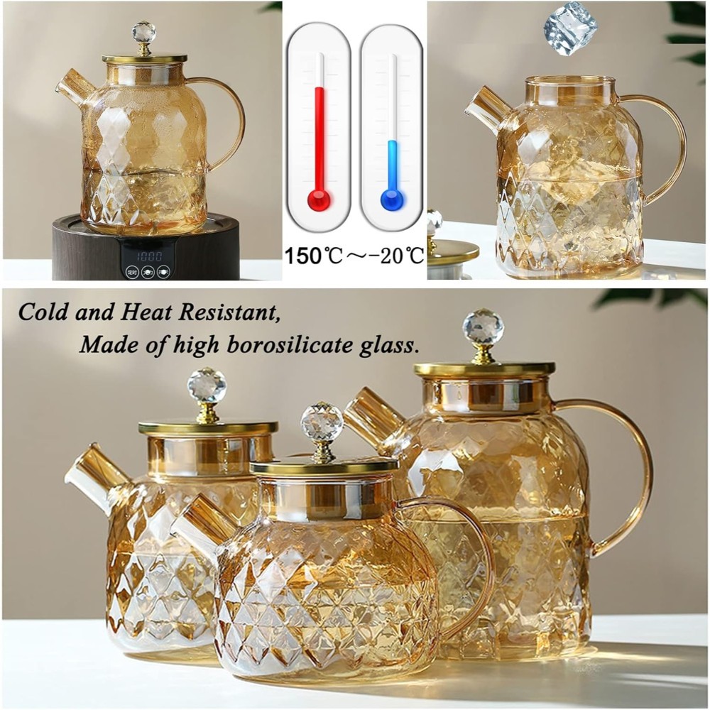 Teko Air Panas /Ketel Borosilicate Bisa Dimasak Teko Kaca/Kaca Teko Teh Tempat -Tahan Panas Tutup