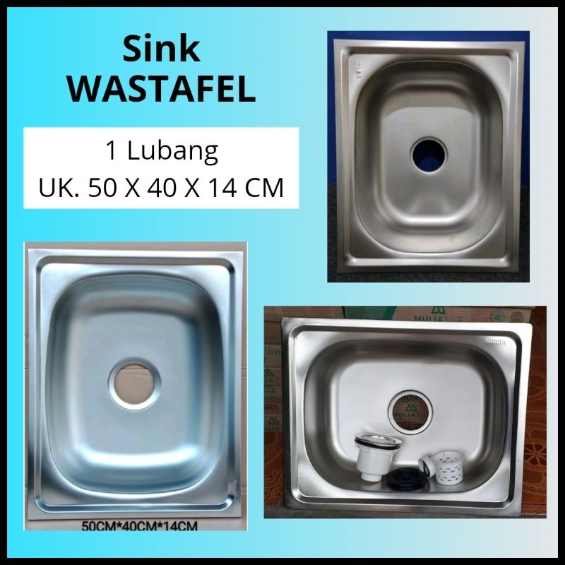 Bak Cuci Piring / BCP | Wastafel Sink Stainless steel 1 Lubang kedalaman 14 cm |  Bak Cuci Piring St