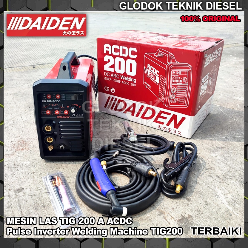 DAIDEN Mesin Las TIG 200 A ACDC Pulse Inverter Welding Trafo Las 200A Original Terbaik MESIN LAS DAI
