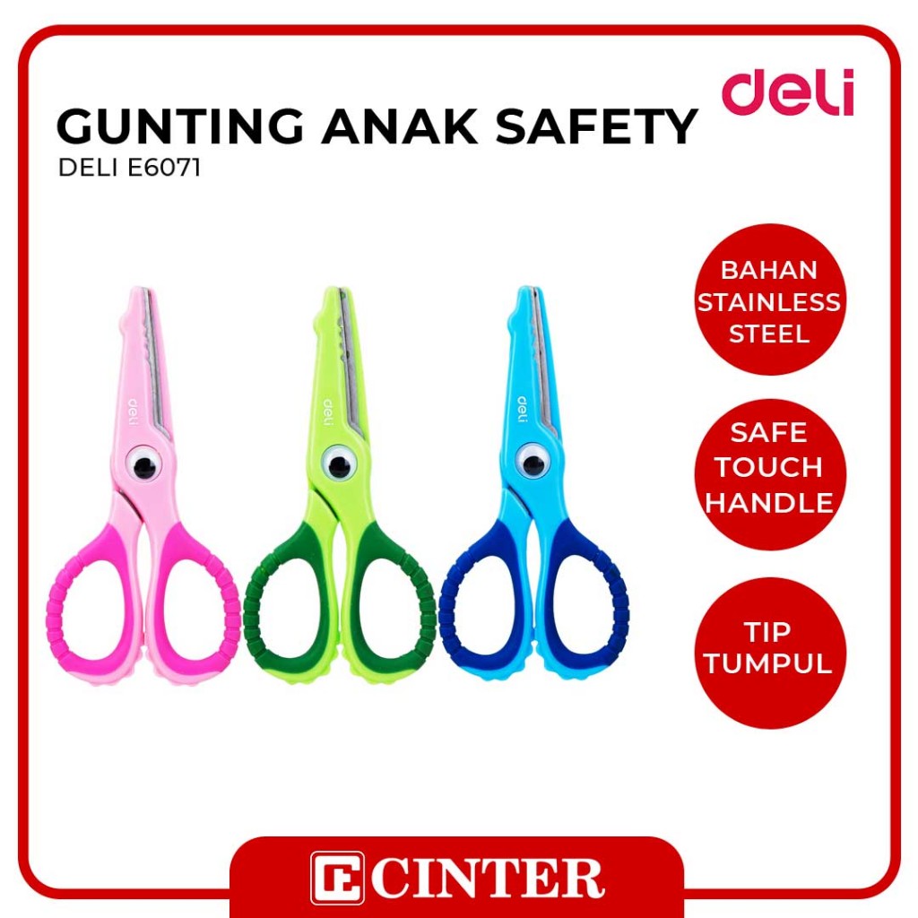 

DELI - GUNTING KERTAS ANAK-ANAK / GUNTING PEGANGANYANG EMPUK BILAH STAINLESS STEEL E6071