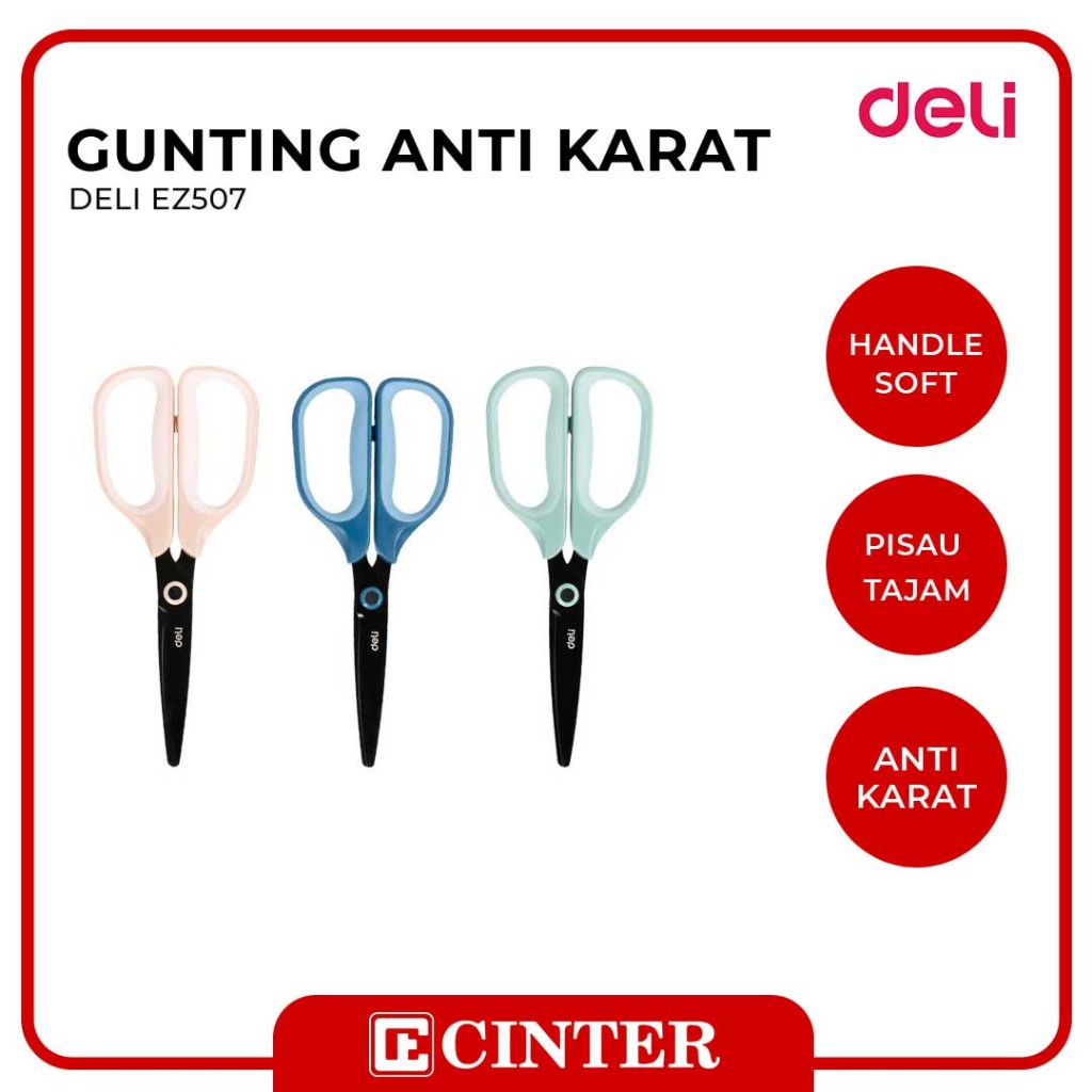 

DELI - GUNTING ANTI KARAT / PEMOTONG KERTAS / PEMOTONG KAIN EZ507 175MM (6 7/8") SOFT TOUCH WARNA BLUE