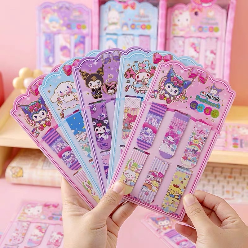 

￼Pembatas buku magnet / bookmark magnet motif sanrio kuromi melody Hello kitty Lotso Twinstar pompopurin Pochacco