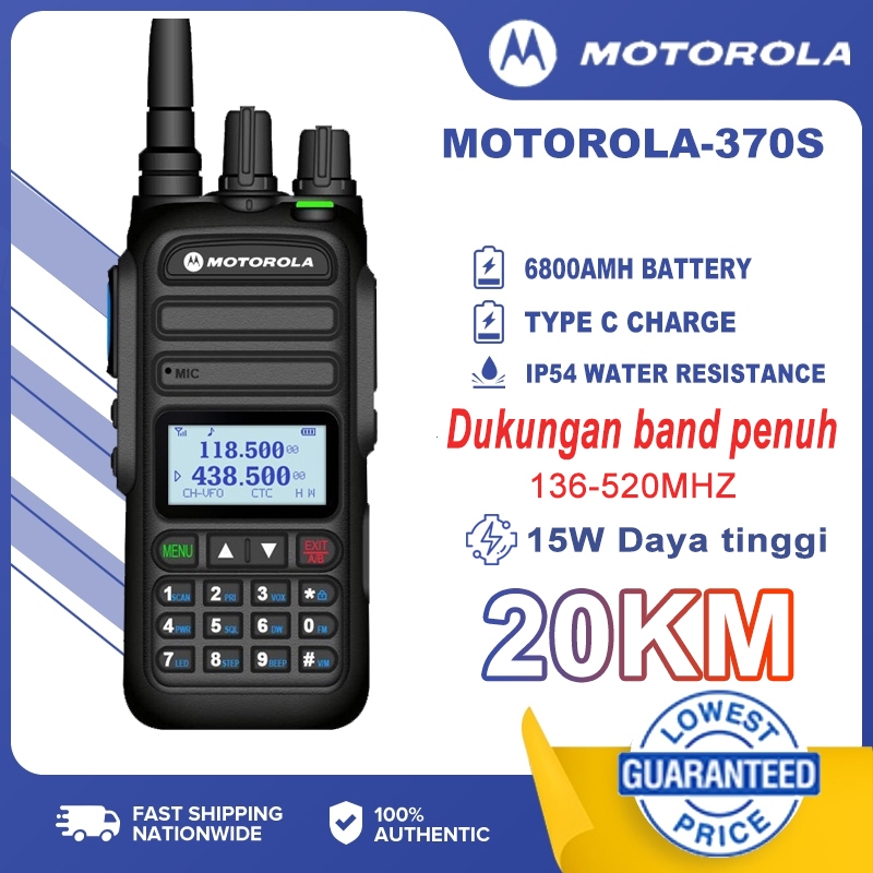 Ditalenibh - HT Motorola 370S Walkie Talkie One-click 136-520MHz 20KM