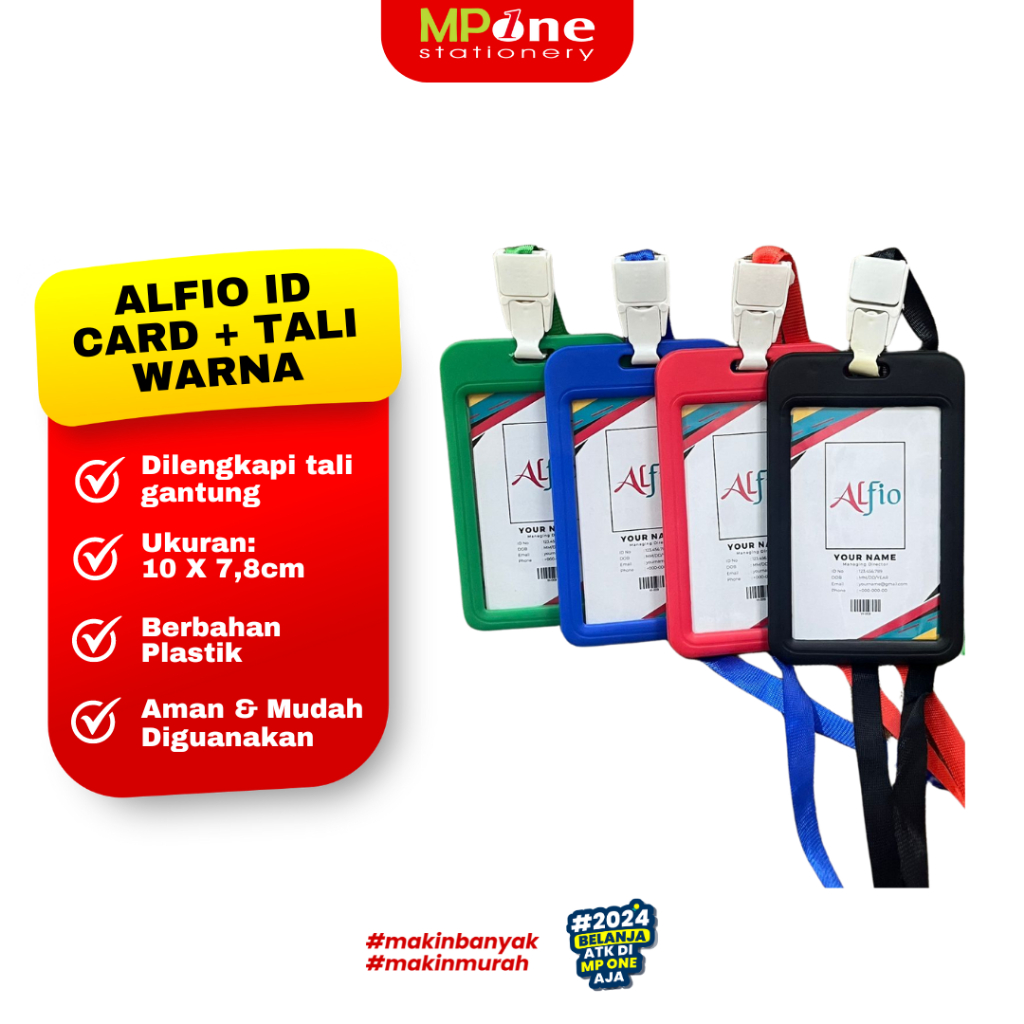 

(1 PCS) Alfio Name Box Id Card + Tali Warna / box Id Card Plastik Tanda Pengenal + Tali Gantungan Alfio