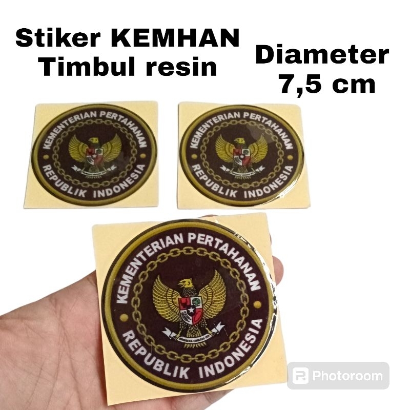 

stiker logo KEMHAN timbul, sticker kementrian pertahanan resin timbul