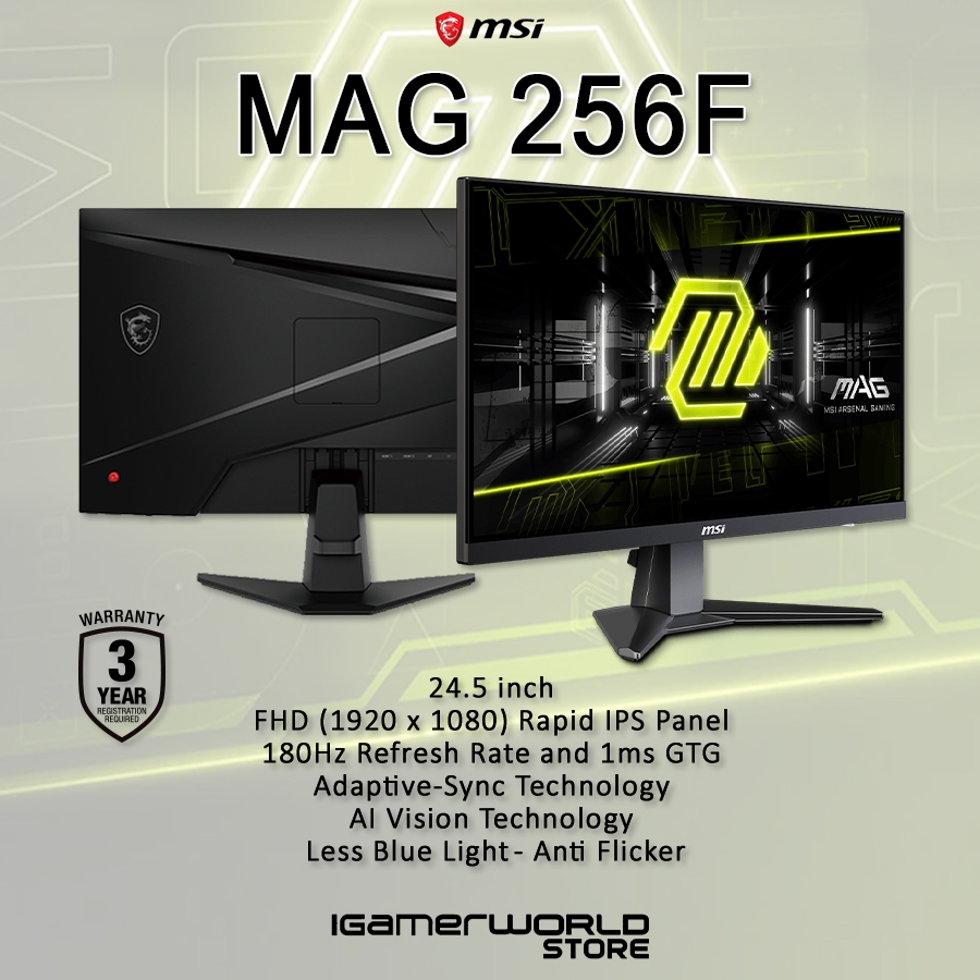 MSI MAG 256F / MAG256F 24.5 Inch FHD 180Hz 1ms Rapid IPS Gaming Monitor