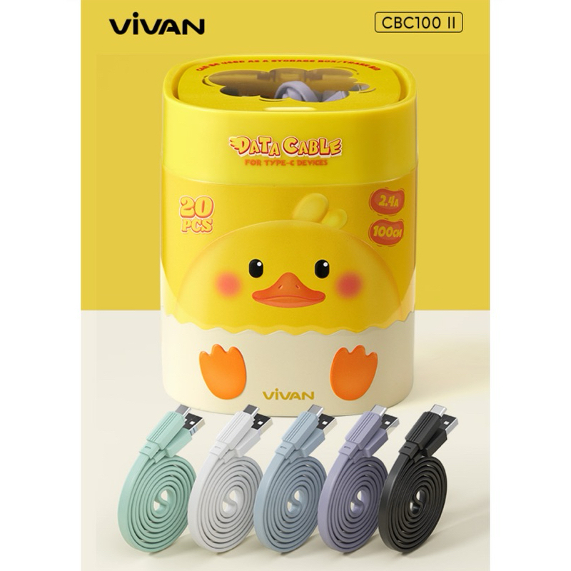 Kabel Data Vivan Tipe C 2.4A CBC100 Kabel Charger Vivan Type C 2.4A 1m Kabel Casan Vivan CBC100 Tipe