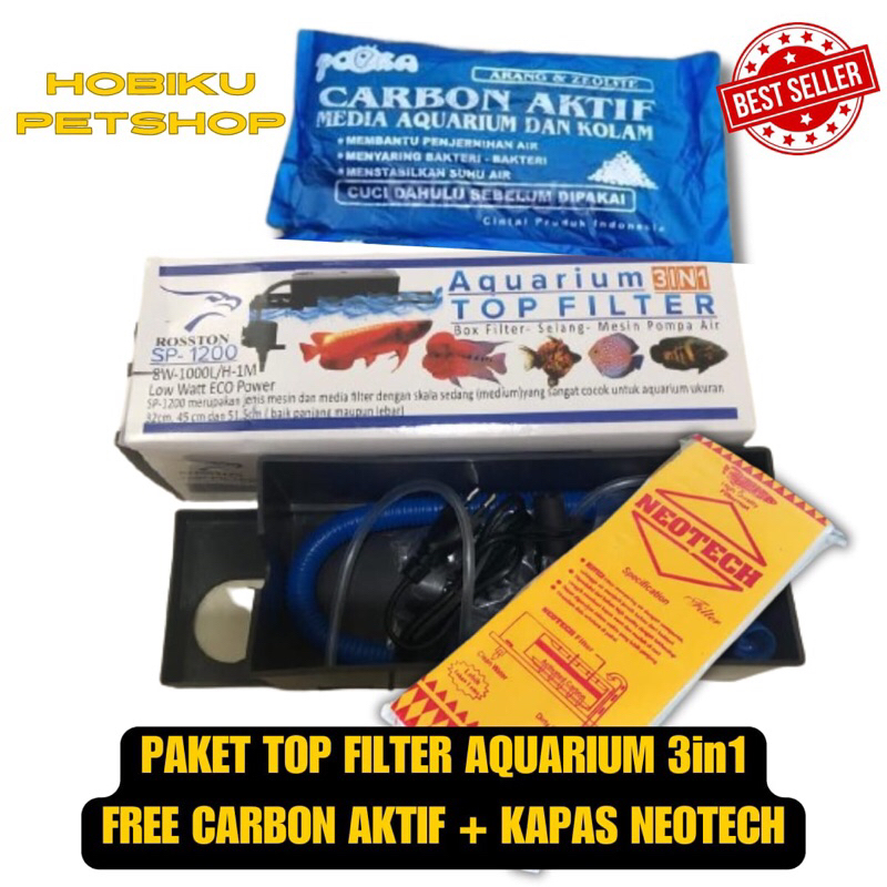 Paket Mesin BOX Filter Aquarium Rosston RS 1200 Low Watt Power 8W