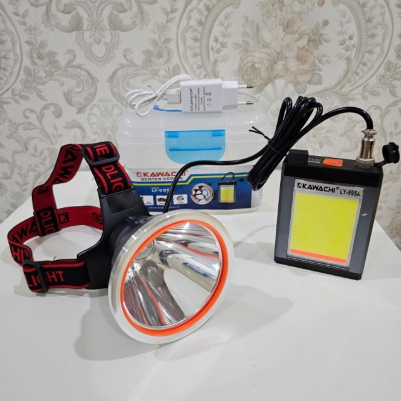 Senter Kepala Kawachi / Head Lamps Watt Besar / Ly 995A 95watt / 95W+20W COB + Pwrbank / Senter Kawa