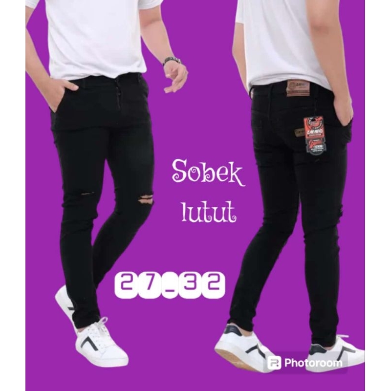 Celana pria dewasa lutut sobek, celana pria kekinian celana hits sobek lutut