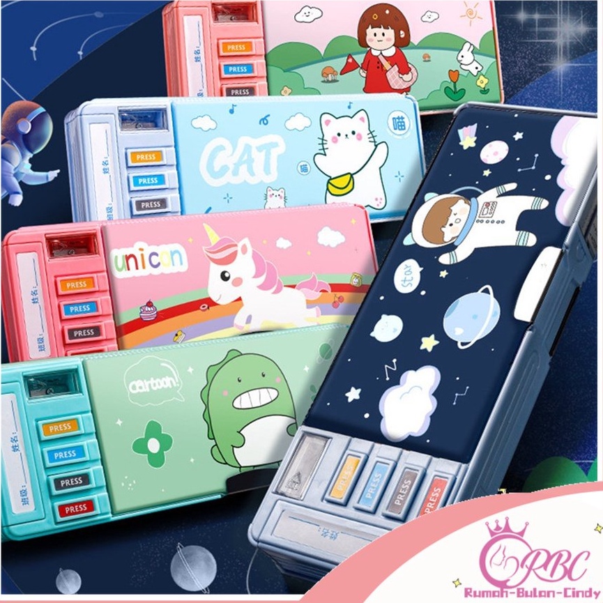 

Serbuu Tempat Pensil Multifungsi Motif Untuk Anak Kotak Pensil Pola Kartun Lapisan Ganda dan Tunggal dengan Rautan Kapasitas