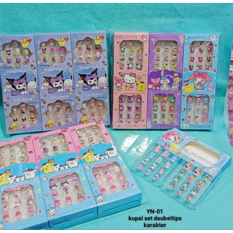 12 pcs kuku palsu Sanrio kuku set doubletip kuku palsu karakter mainan kuku anak karakter