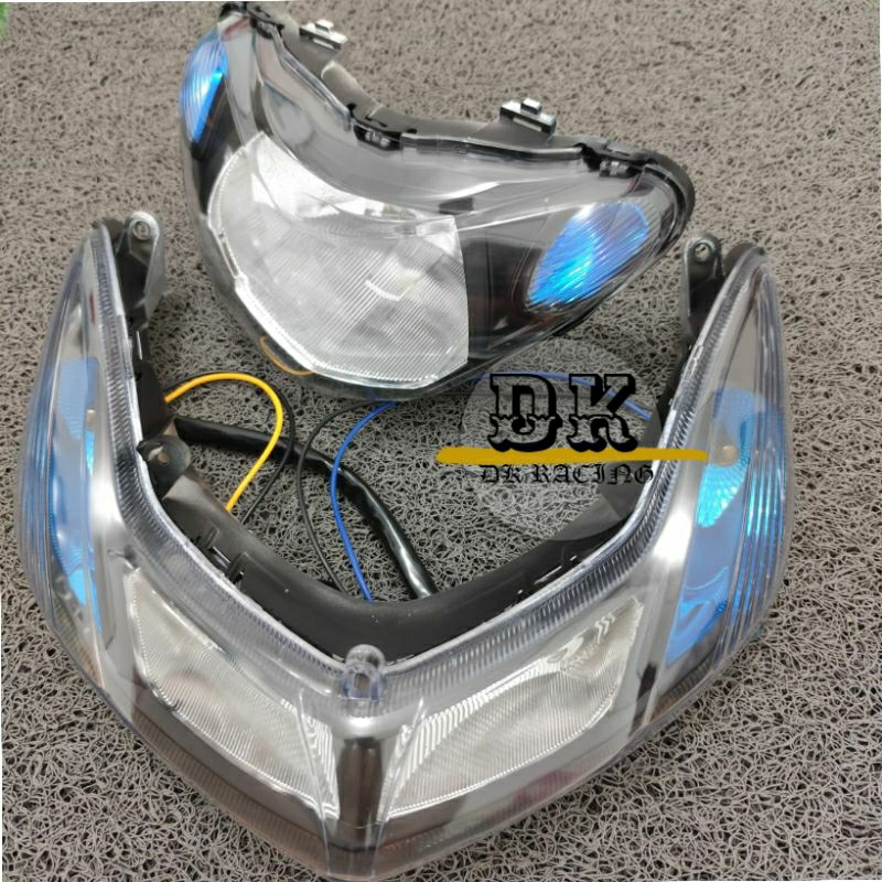 REFLEKTOR REFEKTOR LAMPU DEPAN MIO SMILE CUSTOM BIRU SMOKE PLUS LAMPU SEN SET MIO SMILE CUSTOM BIRU 