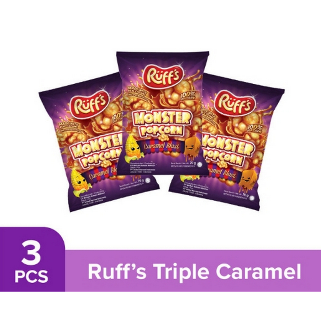 3PCS Ruffs Popcorn Caramel / Cemilan Caramel Popcorn