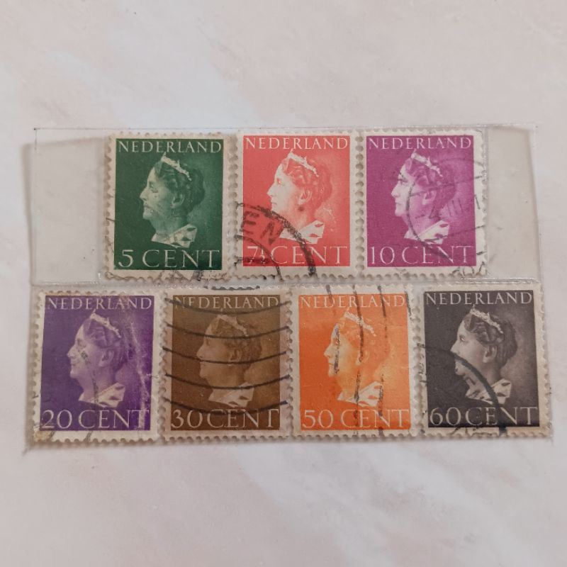 

(AB) Perangko Belanda Queen Wilhelmina - 1940-1947 - Type 'Konijnenburg' Set 7 pcs Used