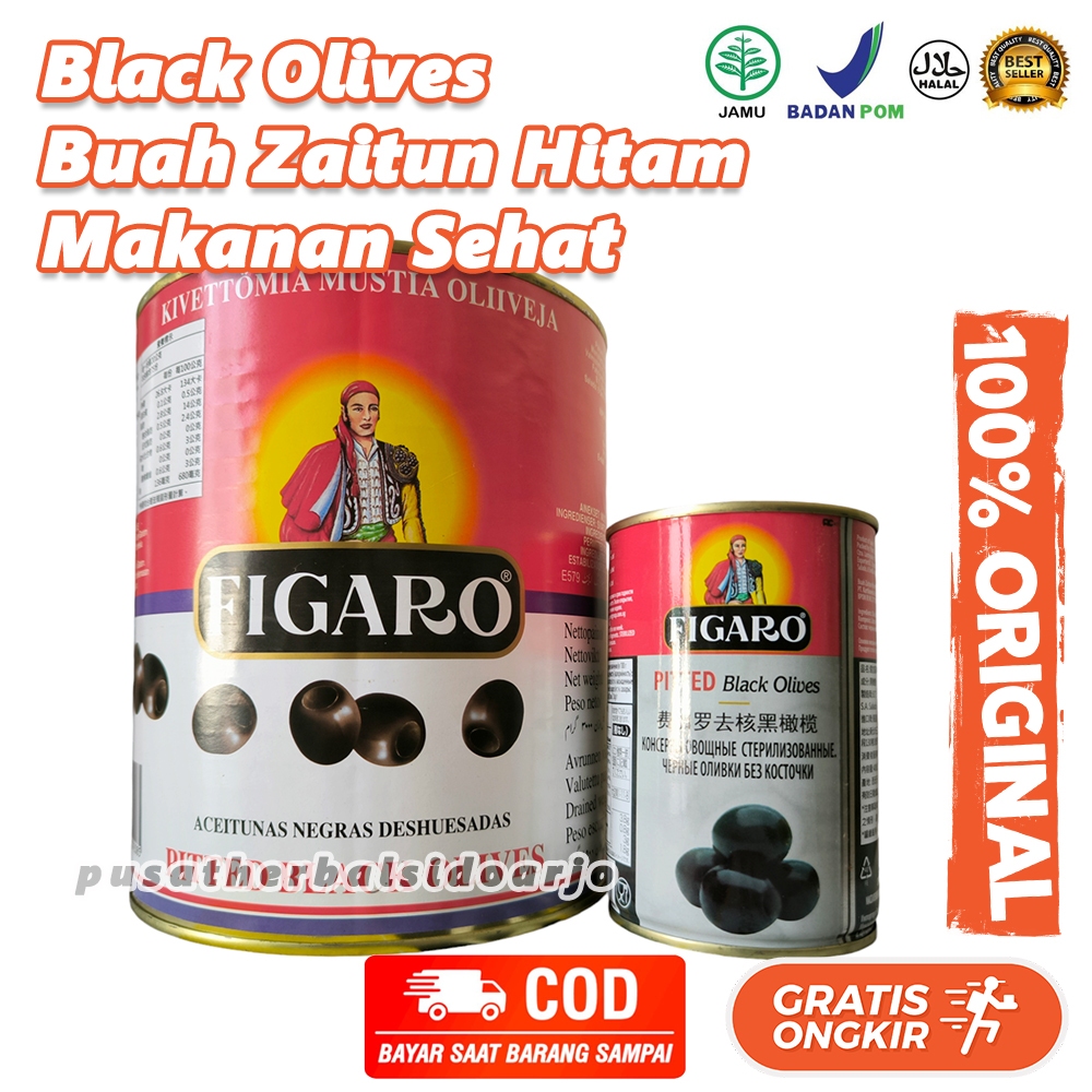 

Pitted Black Olives Figaro Buah Zaitun Hitam Makanan Kaleng