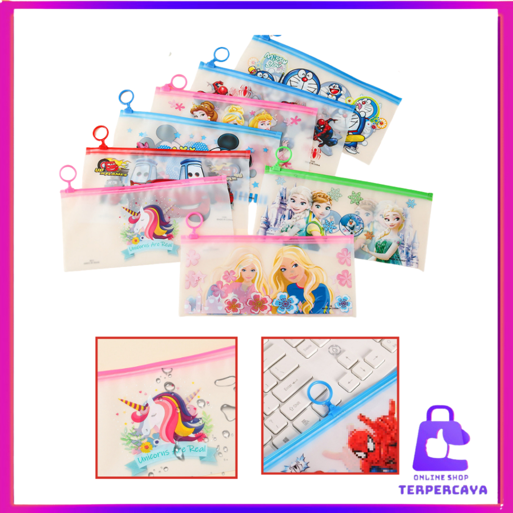 

OST Tempat Pensil Pulpen Transparan Ziplock Karakter Serbaguna Pouch Zip Lock Penyimpanan Kosmetik Pouch Zipper Pencil Case Tempat Penyimpanan Alat Tulis Murah