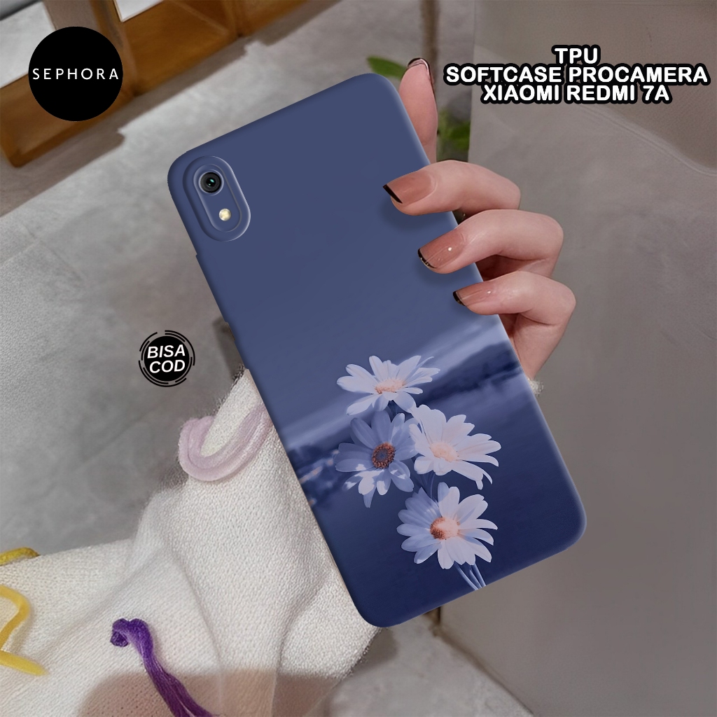 Softcase Xiaomi Redmi 7A Terbaru - Fashion Case Bunga - Case Xiaomi Redmi 7A - Case Pro Camera - Cas
