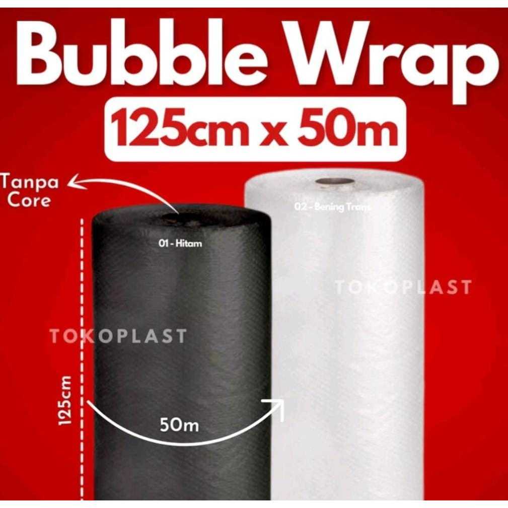 

(CARGO) BUBBLE WRAP PREMIUM 125CM X 50M HITAM DAN BENING PACKING PAKET AMAN