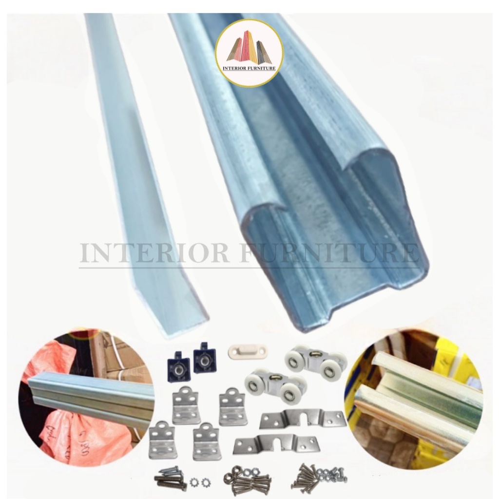 Rel Pintu Sliding Geser / Rel Pintu Geser Galvanis Tebal / Sliding Track J3 ukuran 1.8 Meter (180cm)