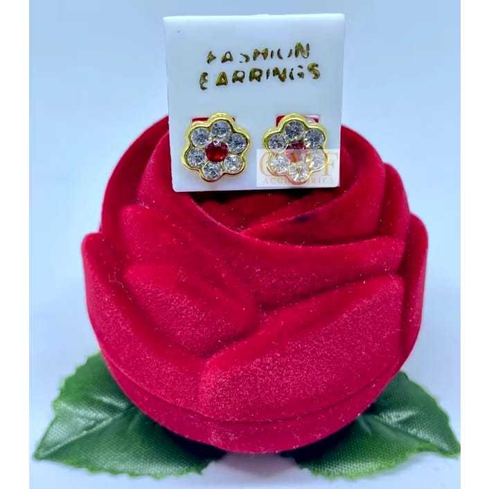 Anting tusuk emas sepasang stud hitam juntai panjang anting panjang anting lapis emass anting tindik