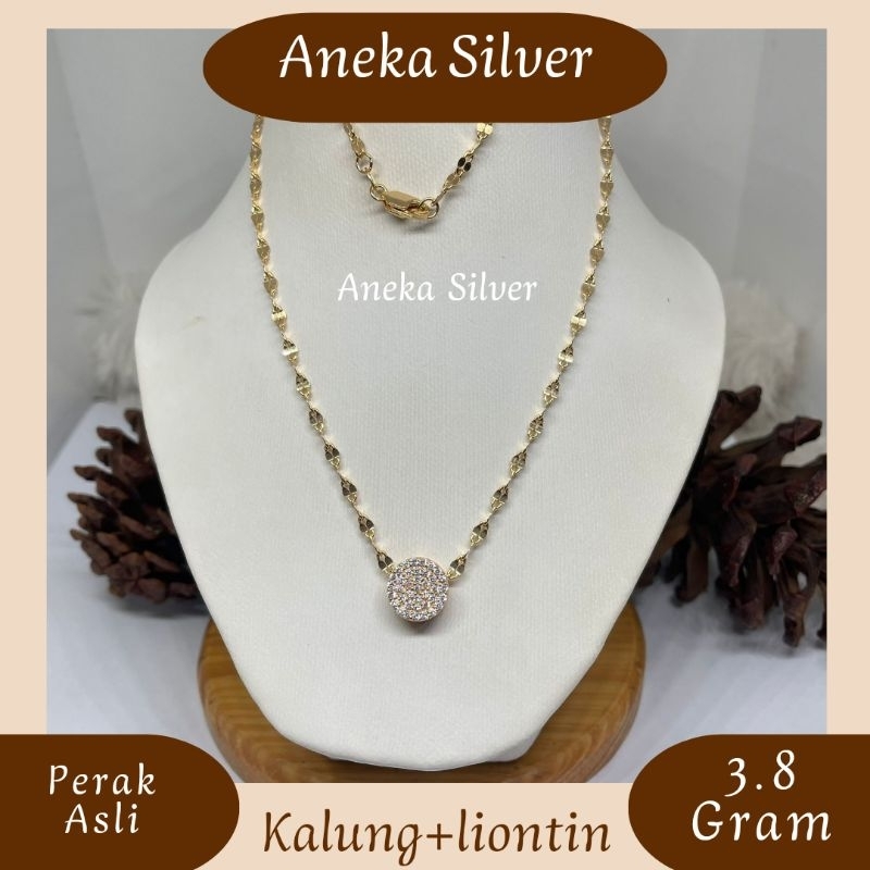 Kalung Variasi + Liontin Slip Liontin Kupu-Kupu Kuning ,Perak 925