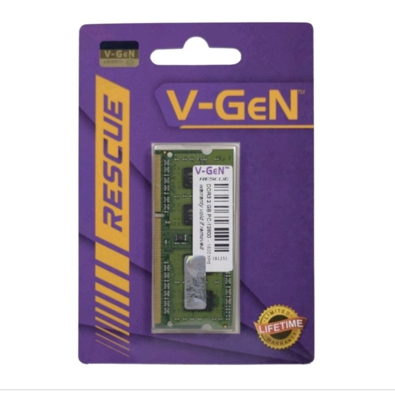 RAM LAPTOP SODIMM DDR3L  4GB, 8GB 1600mhz/ 12.800  RESCUE VGEN ORIGINAL GARANSI SEUMUR HIDUP