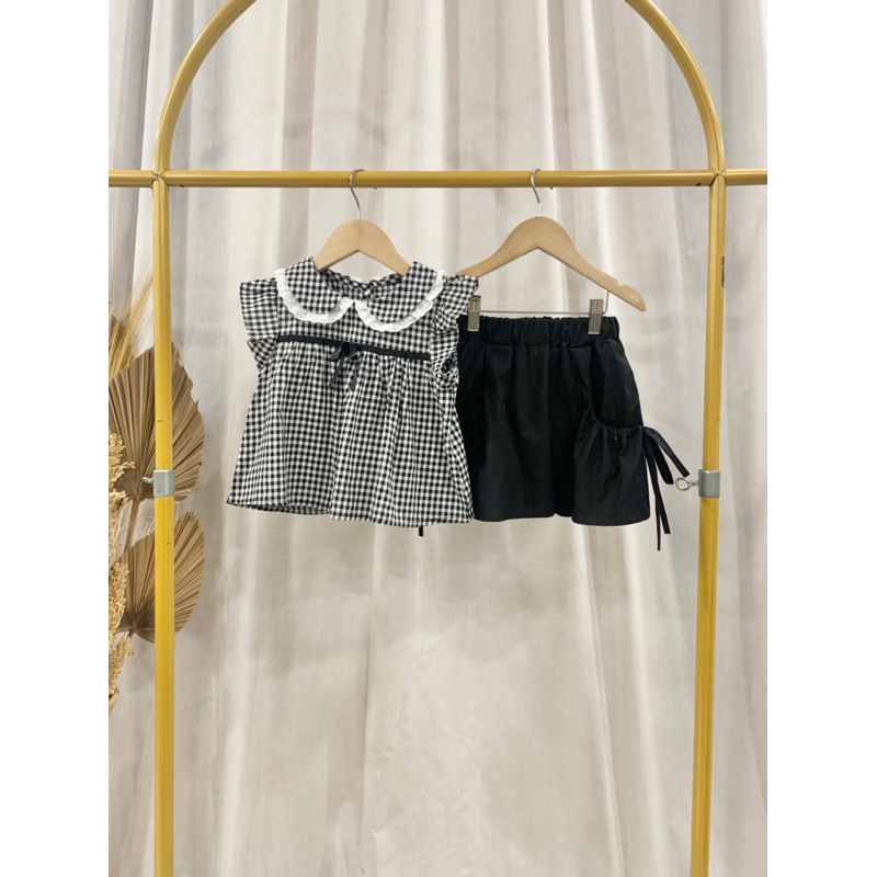 Stelan Blus Kotak Anak Perempuan