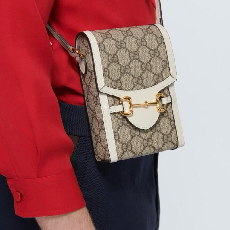 Original Gucci GG Supreme Horsebit 1955 Phone Holder / Mini Crossbody Bag