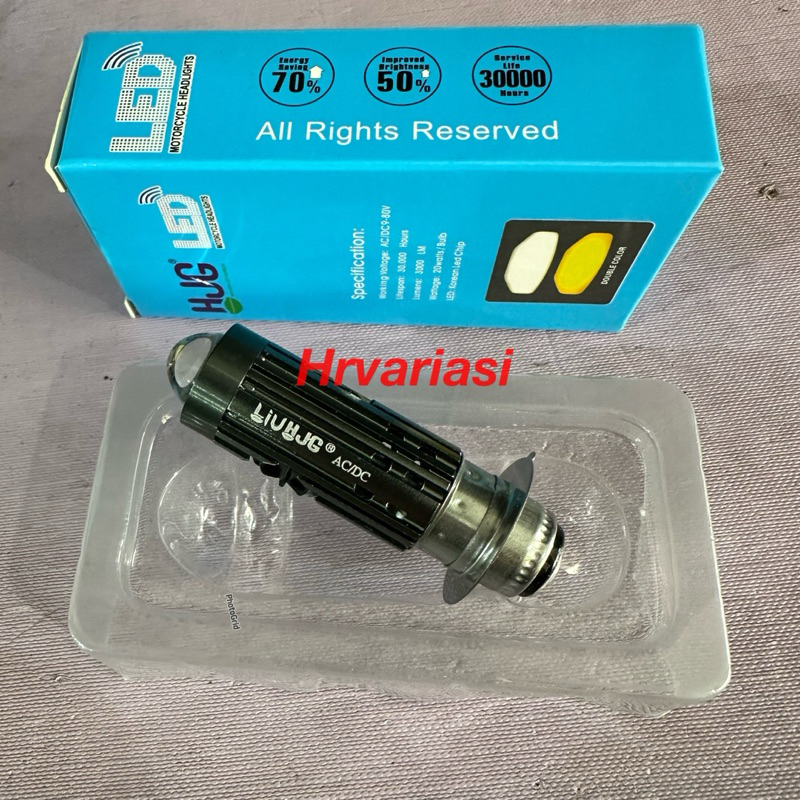 Lampu Motor LED H6 Laser Tornado Kipas Devil Eye Biru Hjg 20Watt