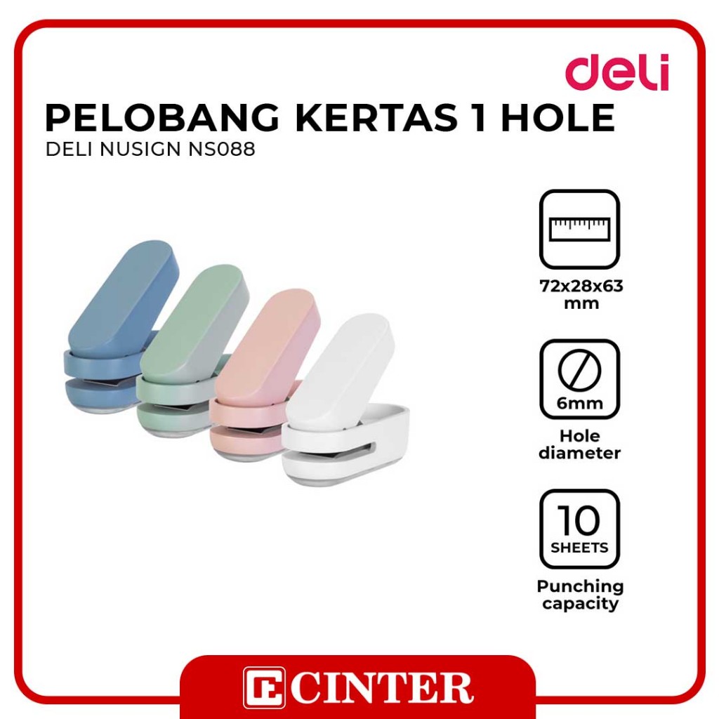 

DELI - PELUBANG KERTAS / PERFORATOR / PEMBOLONG KERTAS 1 HOLE / 1 LUBANG NUSIGN NS088