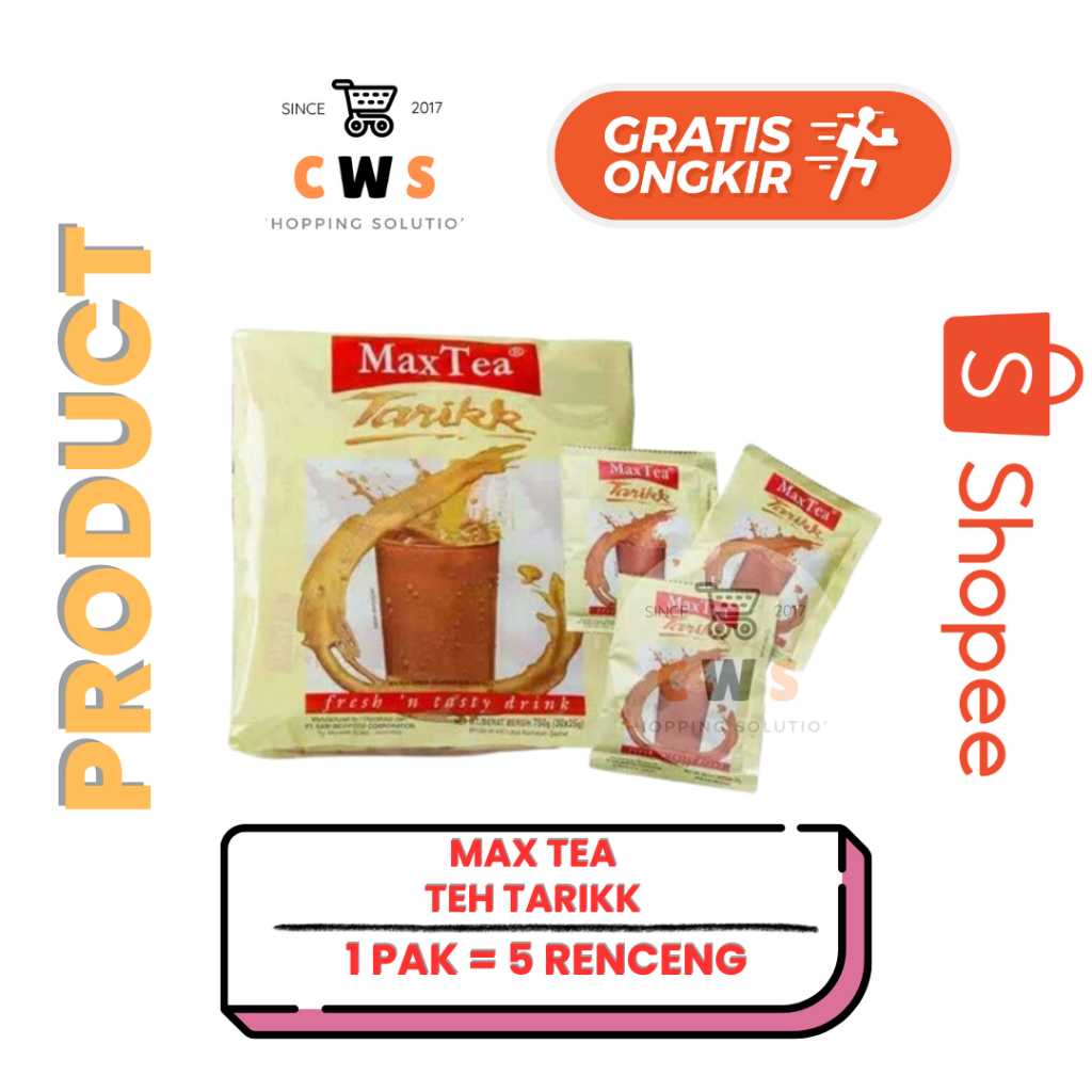 

MAXTEA MAX TEA Teh Tarik Sachet - 1 Pak / 5 Renceng / 50 Pcs