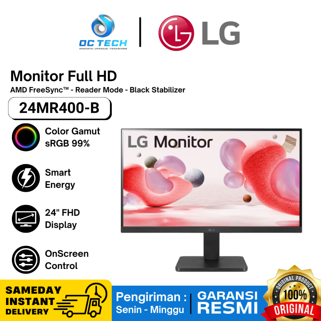 Monitor LG 24MR400-B 24 inch Full HD Display with AMD FreeSync Monitor Komputer PC Original