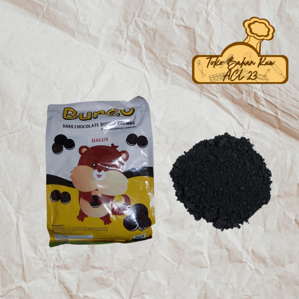 

Bureo Dark Chocolate Biskuit Crumbs/Remahan Biskuit Cokelat/Bubuk Biskuit 1 Kg 500gr 250gr 100gr