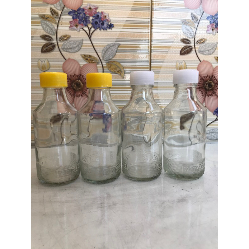 terlaris botol kaca ex uc1000 (140ml)+ tutup plastik luar dalam /botol madu /botol asi  /botol jamu 