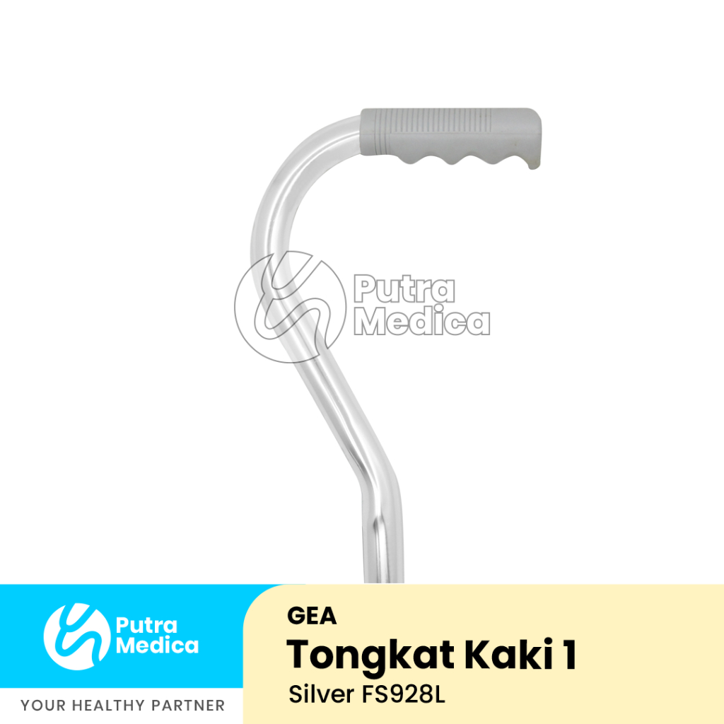 Gea Tongkat Kaki 1 Lengkung FS928L [Silver] / Alat Bantu Jalan / Terapi Berjalan / Walking Stick