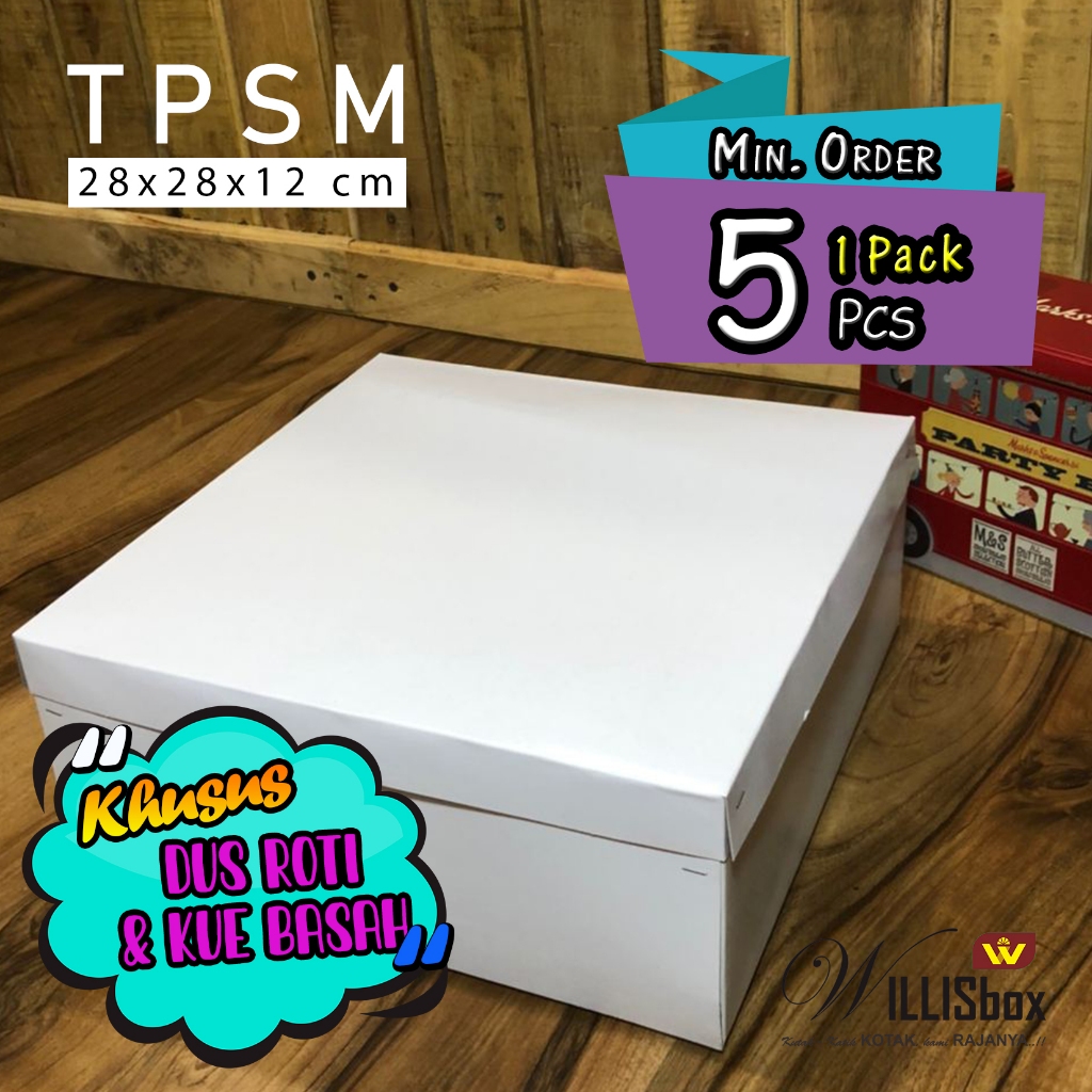 

Box Kue 28x28x12 TPSM XTRA Polos / Dus Kue Tart, Cake Box, Kotak Kue Ulang Tahun, Perangkat Catering