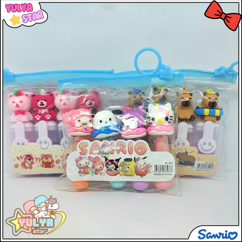 

4 pack stabilo Sanrio, Lotso, Capybara / Stabilo isi 4 motif lucu