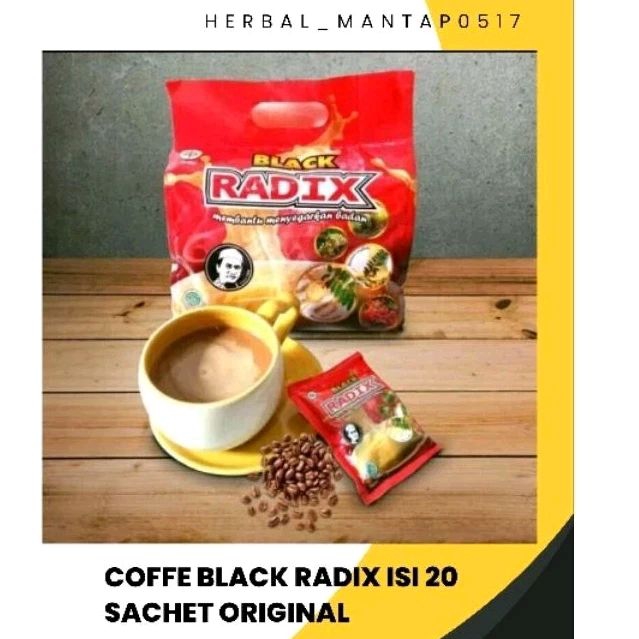 

Kopi black radix l isi 20 sachet l kopi radix pak haji